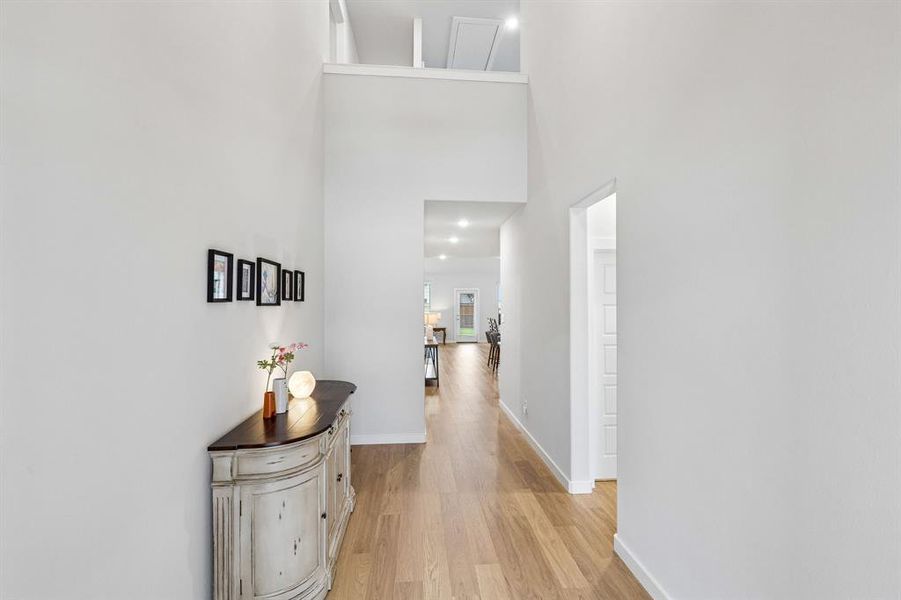 Entryway with a bedroom and bath on the right Entryway with a bedroom and bath on the right