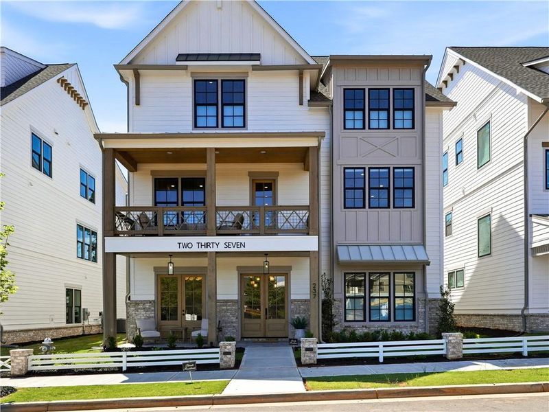 Front exterior of a new home in Echo at Crabapple, Milton, GA, highlighting curb appeal (Image 25).