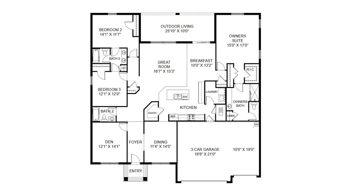 2D floor plan layout for the Captiva by Holiday Builders in Port Charlotte, Port Charlotte, FL (Image 3).