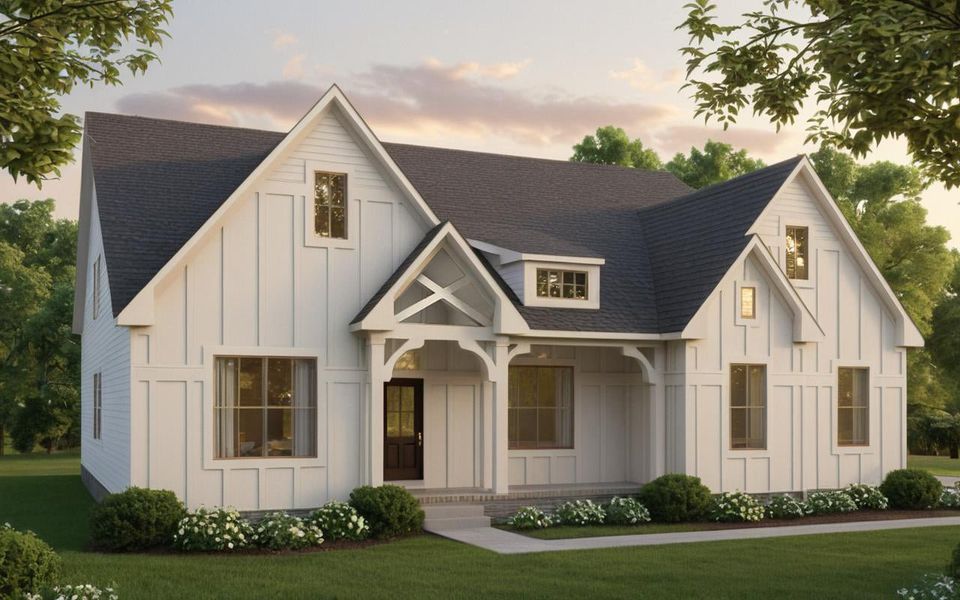 Front exterior of a new home in Belvoir, Fairview, TN, highlighting curb appeal (Image 1).