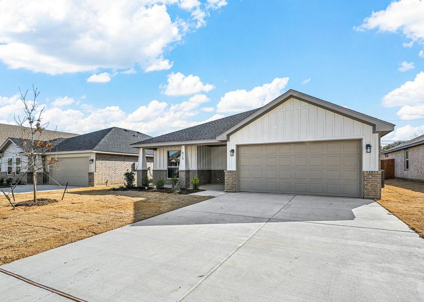 Representative exterior photo of a completed home built from the Cambria I by Cheldan Homes in Sunset Ridge, Keene, TX (Image 29). Representative exterior photo of a completed home built from the Cambria I by Cheldan Homes in Sunset Ridge, Keene, TX (Image 29).