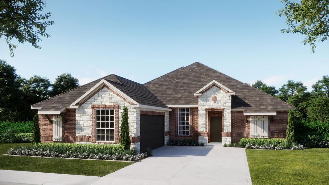Elevation B with Stone | Concept 2404 at Myrtle Creek in Waxahachie, TX by Landsea Homes Elevation B with Stone | Concept 2404 at Myrtle Creek in Waxahachie, TX by Landsea Homes