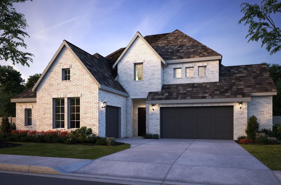 Representative exterior photo of a completed home built from the Brenham III by Southgate Homes in Windsong Ranch 71' Series, Prosper, TX (Image 1). Representative exterior photo of a completed home built from the Brenham III by Southgate Homes in Windsong Ranch 71' Series, Prosper, TX (Image 1).