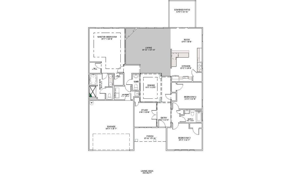 2D floor plan layout for the Arcadimont by Enchanted Homes in Lonesome Dove, San Antonio, TX (Image 6).