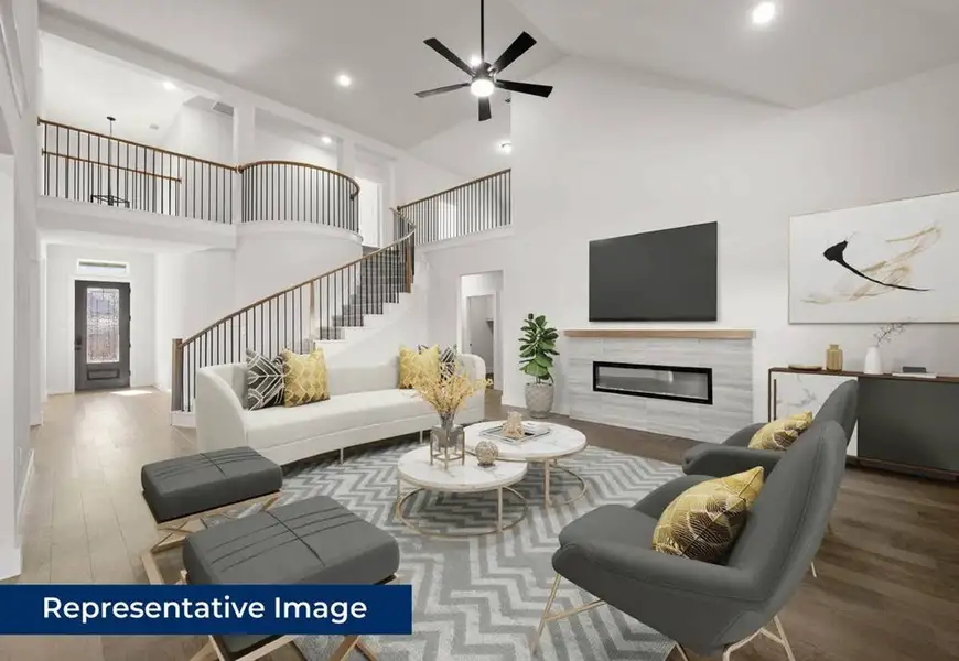 Representative furnished interior of a home built from the Boston 2F (w/Media) by First Texas Homes in The Villages of Hurricane Creek, Anna (Image 8).