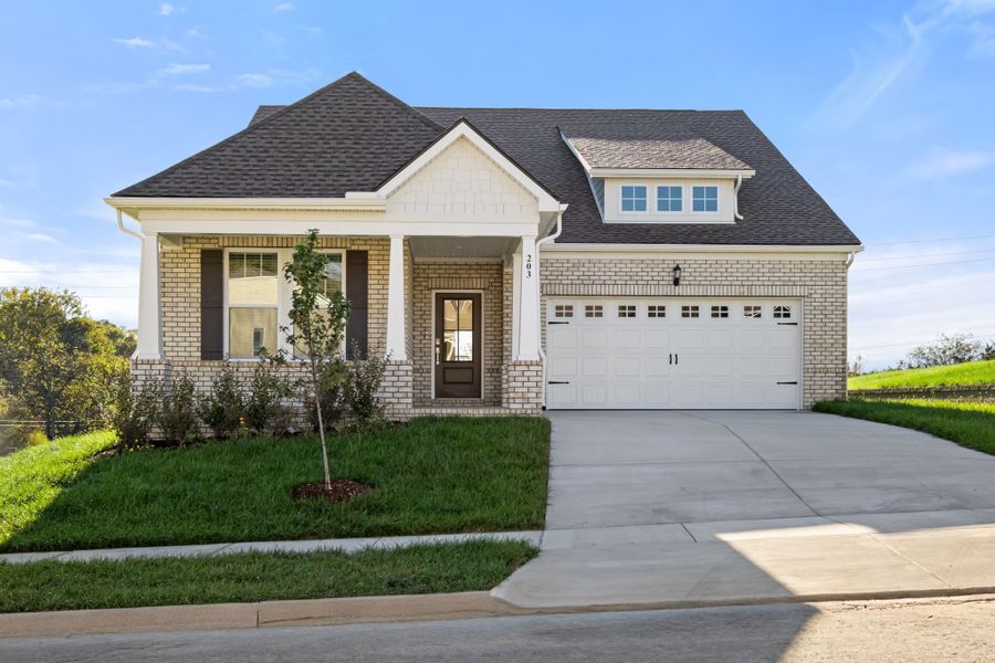 Front exterior of a new home in Greenhill Estates, Mount Juliet, TN, highlighting curb appeal (Image 1).