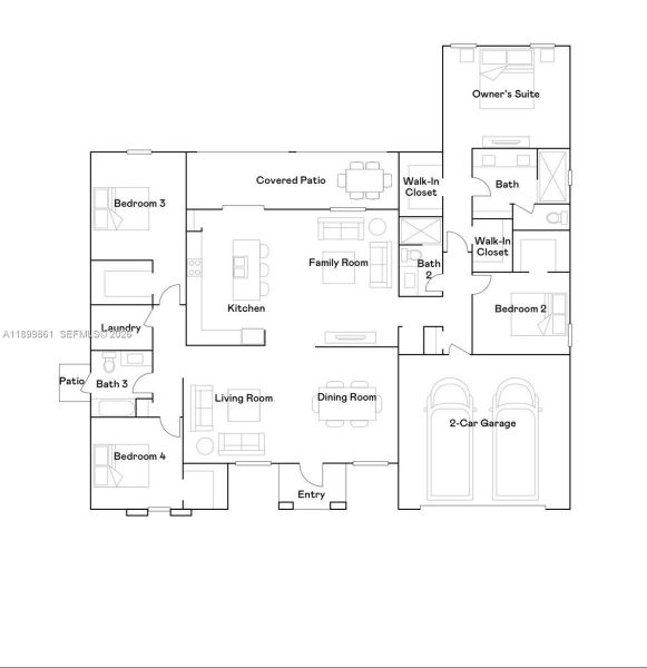 2D floor plan layout of this home in Hawthorne at Galiano Pointe, Miami, FL (Image 5).