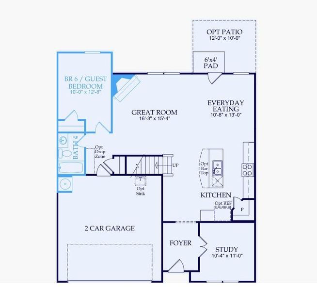 2D floor plan layout of this home in Hawthorne Ridge, McDonough, GA (Image 2). 2D floor plan layout of this home in Hawthorne Ridge, McDonough, GA (Image 2).