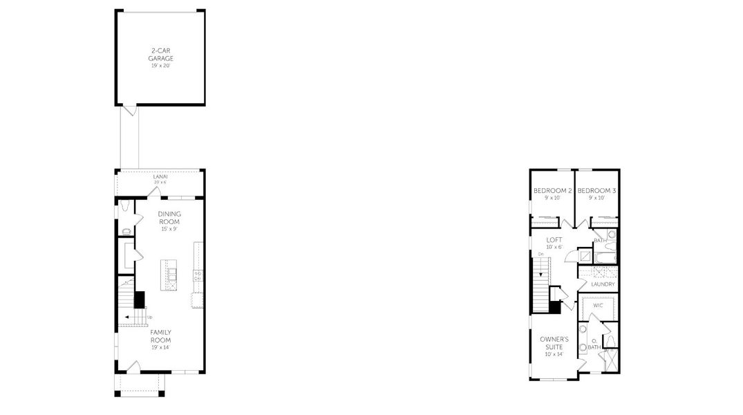 2D floor plan layout for the Harbor by Dream Finders Homes in Serenade at Ovation, Winter Garden, FL (Image 3).