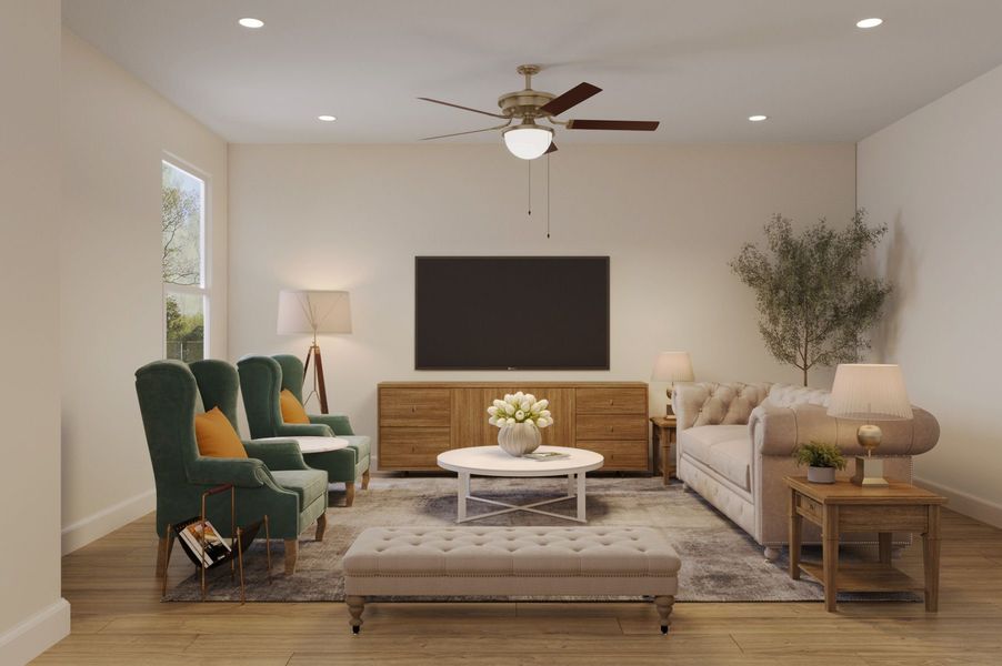 Representative furnished interior of a home built from the Fig by Red Cedar Homes in Fitzgerald Townhomes, Charlotte (Image 5).
