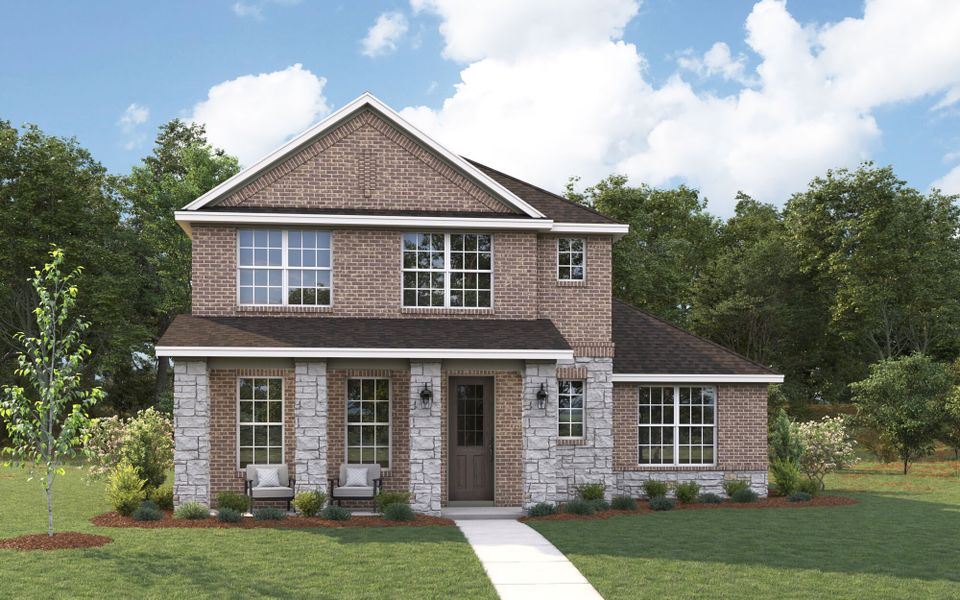 The Granbury - Traditional with Stone Elevation The Granbury - Traditional with Stone Elevation