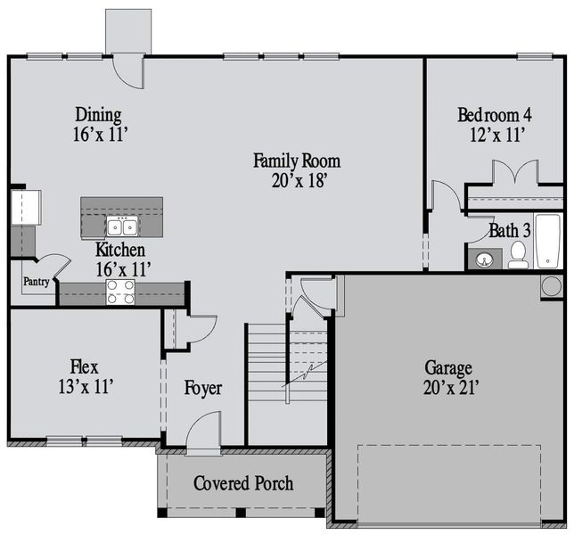 2D floor plan layout for the Charlton by UnionMain Homes in Pickens Bluff, Hiram, GA (Image 3).