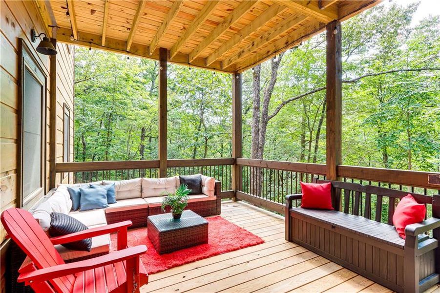 Exterior details and patio area of a home in , Ellijay (Image 25).