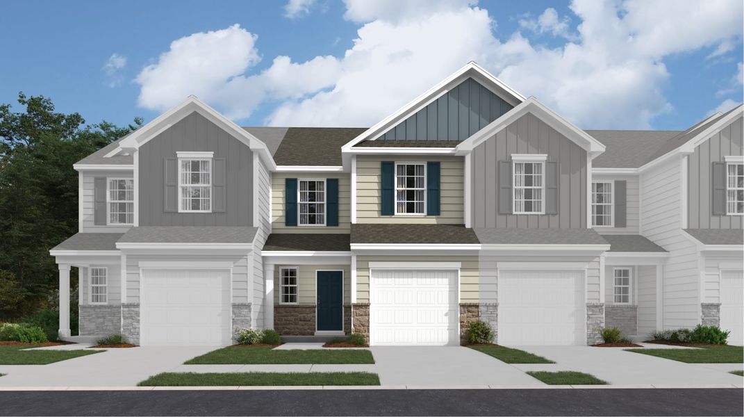 Front exterior of a new home in Point at Chestnut Hills Place, Columbia, SC, highlighting curb appeal (Image 1). Front exterior of a new home in Point at Chestnut Hills Place, Columbia, SC, highlighting curb appeal (Image 1).