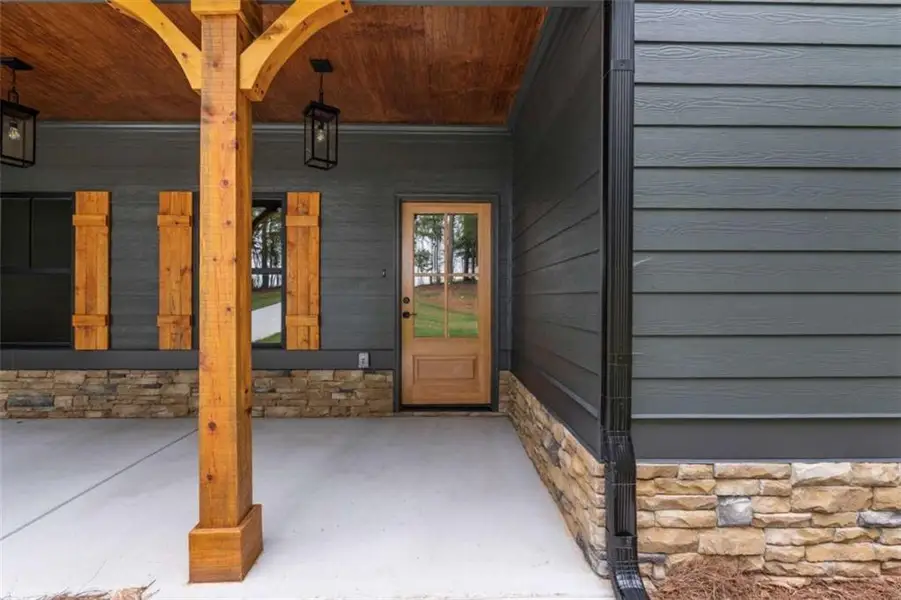 Exterior details and patio area of a home in , Bowdon (Image 30).
