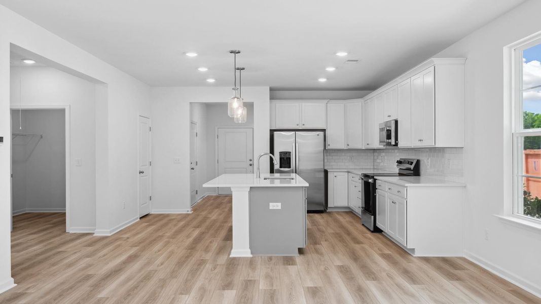 Furnished interior view inside a new home in Creekside at Andrews, Summerville (Image 6). Furnished interior view inside a new home in Creekside at Andrews, Summerville (Image 6).