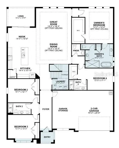2D floor plan layout of this home in Wolf Lake Ranch, Apopka, FL (Image 5).