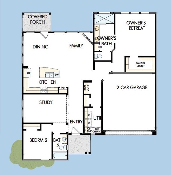 2D floor plan layout for the The Wrendale by David Weekley Homes in Nexton – Midtown – The Garden Collection, Summerville, SC (Image 4).