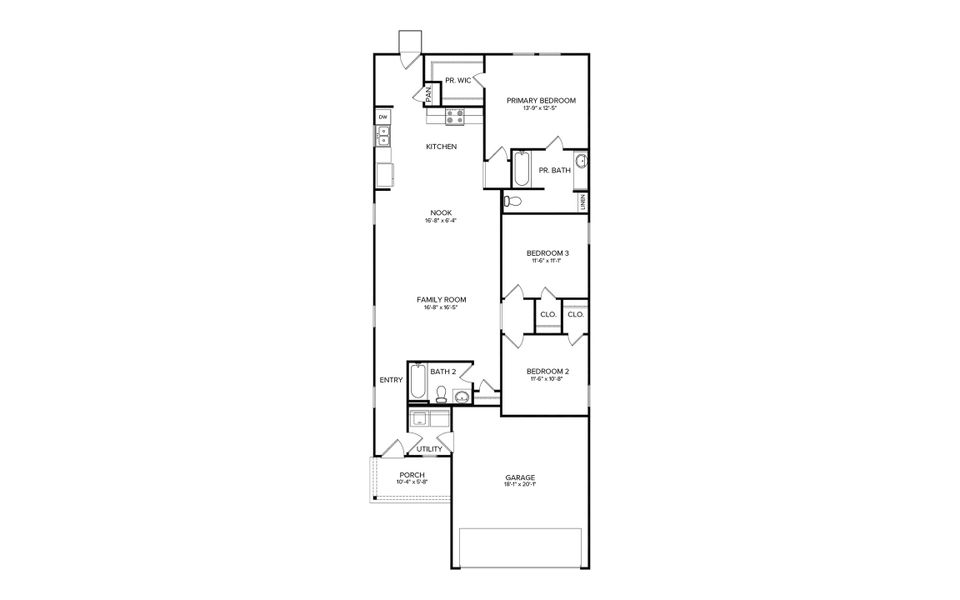 2D floor plan layout for the Kaufman Colony At Pinehurst by Brohn Homes in Colony at Pinehurst, Pinehurst, TX (Image 3).