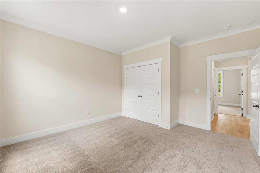 A pristine bedroom, ready for personalization, fea