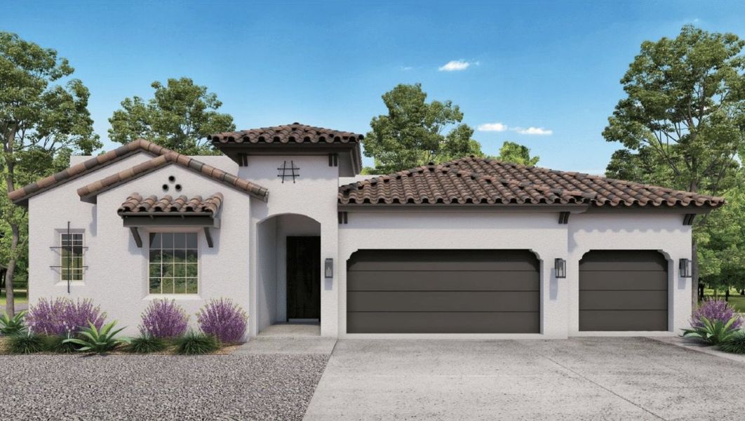 Front exterior of a new home in Emerald Estates, El Paso, TX, highlighting curb appeal (Image 1). Front exterior of a new home in Emerald Estates, El Paso, TX, highlighting curb appeal (Image 1).