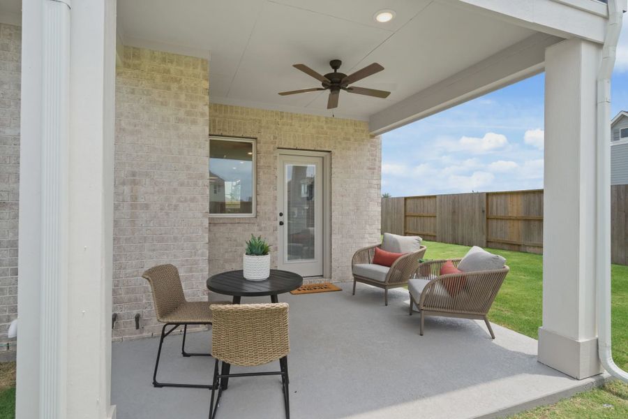 Representative exterior details of a home built from the Dillon by Chesmar Homes in Meridiana Courtyard Collection, Manvel (Image 3).
