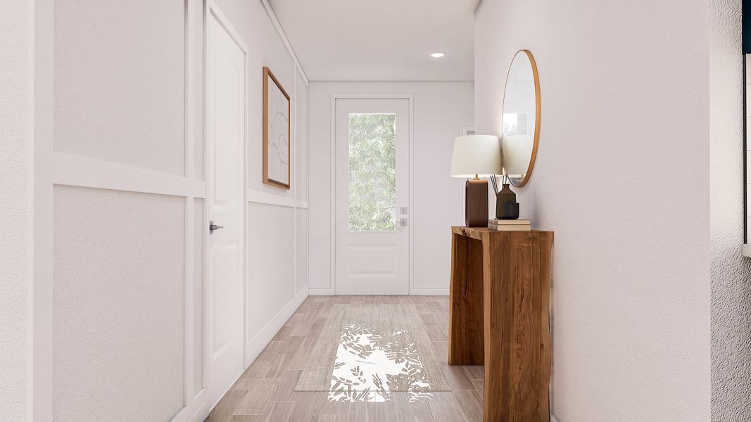 Decorative feature wall in foyer