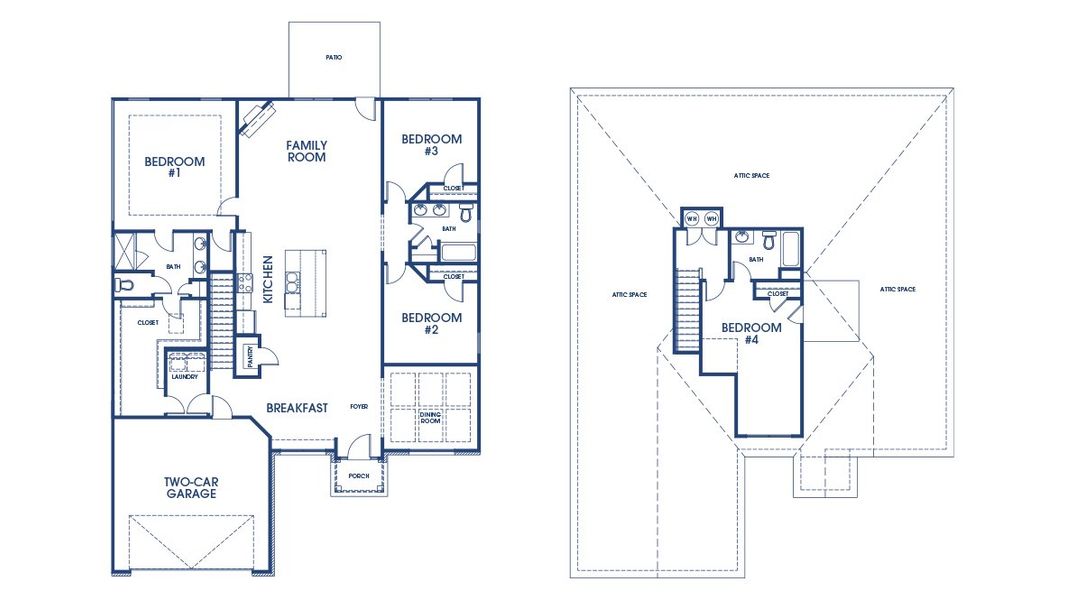 2D floor plan layout for the Marlene by D.R. Horton in The Gates at Pates Creek, Hampton, GA (Image 5).
