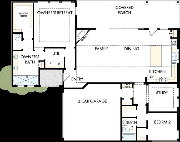 2D floor plan layout of this home in Elements at Viridian - Garden Series, Arlington, TX (Image 5). 2D floor plan layout of this home in Elements at Viridian - Garden Series, Arlington, TX (Image 5).