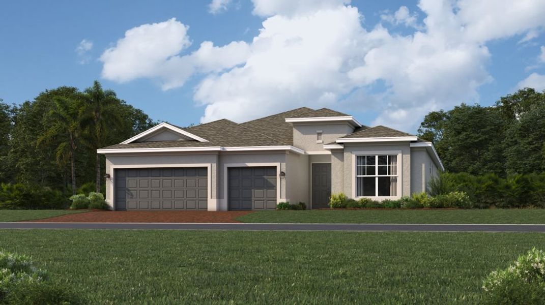 Front exterior of a home in the Brightwater Lagoon: Manor Homes community, located in North Fort Myers, FL (Image 12).