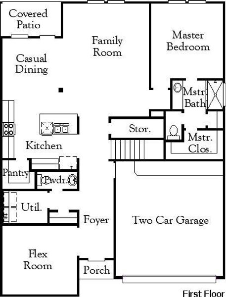 2D floor plan layout of this home in Windrose Green, Angleton, TX (Image 3).