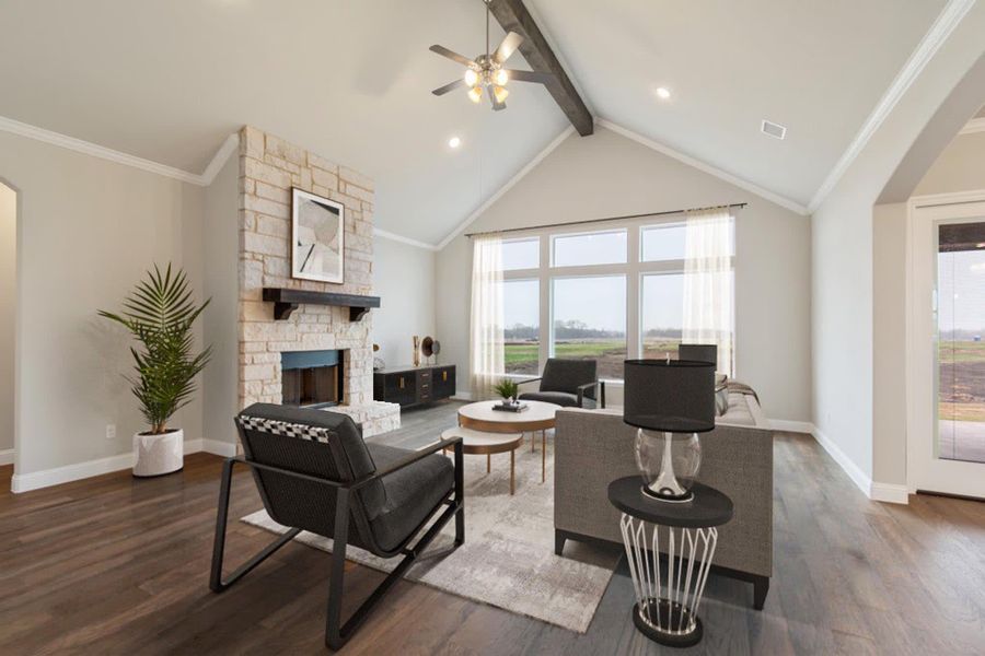 Family Room | Concept 2797 at Hidden Creek Estates in Van Alstyne, TX by Landsea Homes