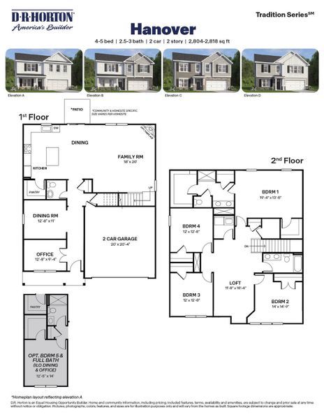 2D floor plan layout for the Plan by D.R. Horton in Olive Branch, Clayton, NC (Image 3).