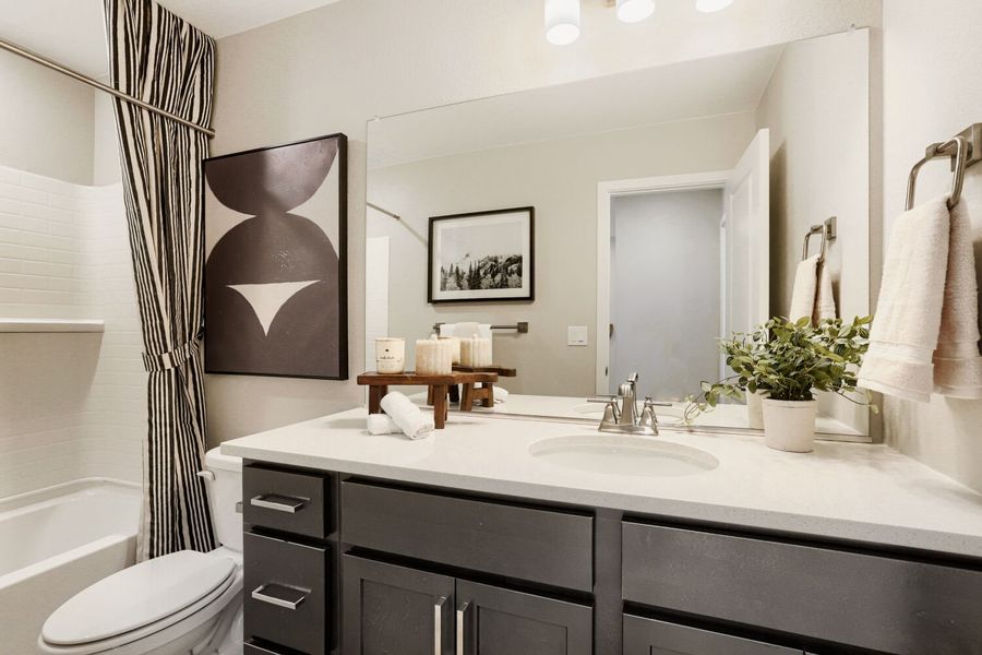Representative furnished interior of a home built from the Novella One by Brookfield Residential in Barefoot, Firestone (Image 12).