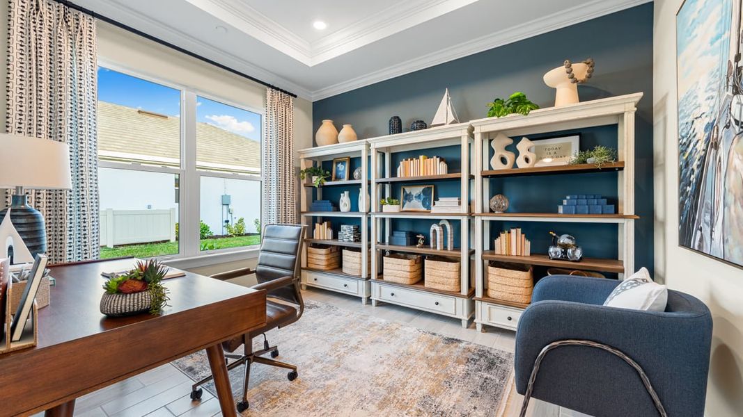 Representative furnished interior of a home built from the Magari by Taylor Morrison in Esplanade at Wellen Park, Englewood (Image 10). Representative furnished interior of a home built from the Magari by Taylor Morrison in Esplanade at Wellen Park, Englewood (Image 10).
