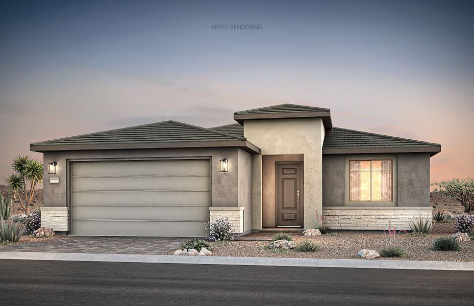 Representative exterior photo of a completed home built from the Sanctuary by Del Webb in Sun City Anthem at Merrill Ranch, Florence, AZ (Image 16).