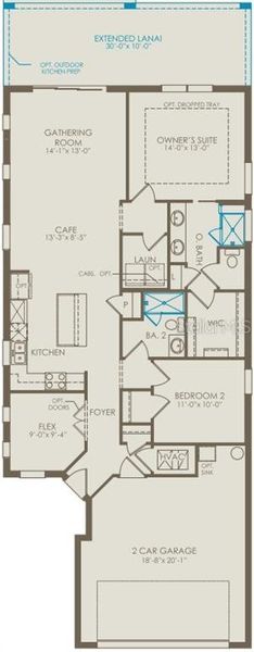 2D floor plan layout of this home in Del Webb Sunbridge, St. Cloud, FL (Image 2).