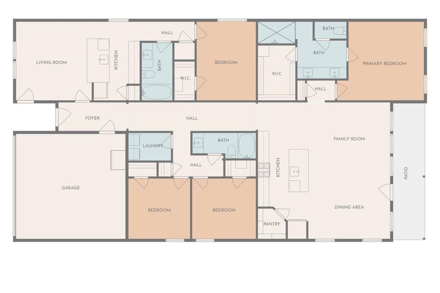 2D floor plan layout of this home in Grand Oaks Reserve, Cleveland, TX (Image 4).