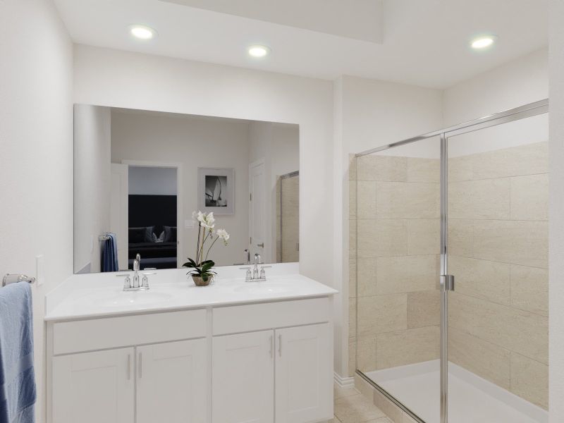 Dual vanities perfect for getting ready. Dual vanities perfect for getting ready.