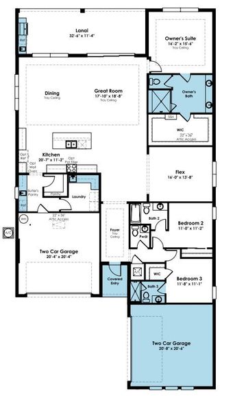 2D floor plan layout of this home in Cresswind DeLand, Deland, FL (Image 4).
