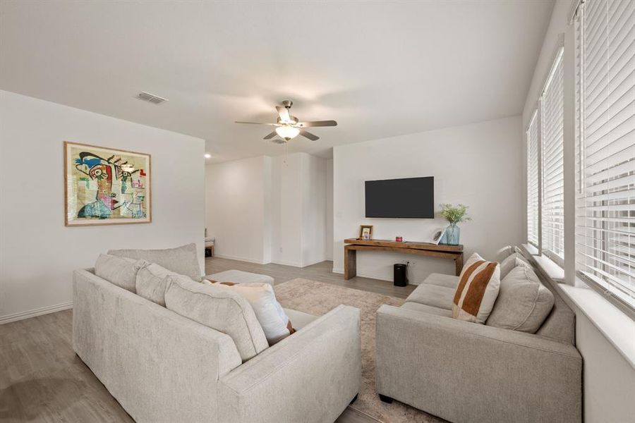 Furnished interior view inside a new home in Hurricane Creek: Classic 60s, Anna (Image 7). Furnished interior view inside a new home in Hurricane Creek: Classic 60s, Anna (Image 7).