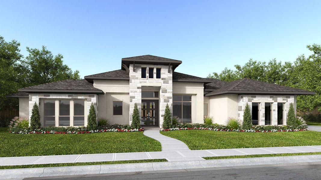 Representative exterior photo of a completed home built from the 3168A by Perry Homes in Megan's Landing 1/2 Acre, Castroville, TX (Image 2). Representative exterior photo of a completed home built from the 3168A by Perry Homes in Megan's Landing 1/2 Acre, Castroville, TX (Image 2).