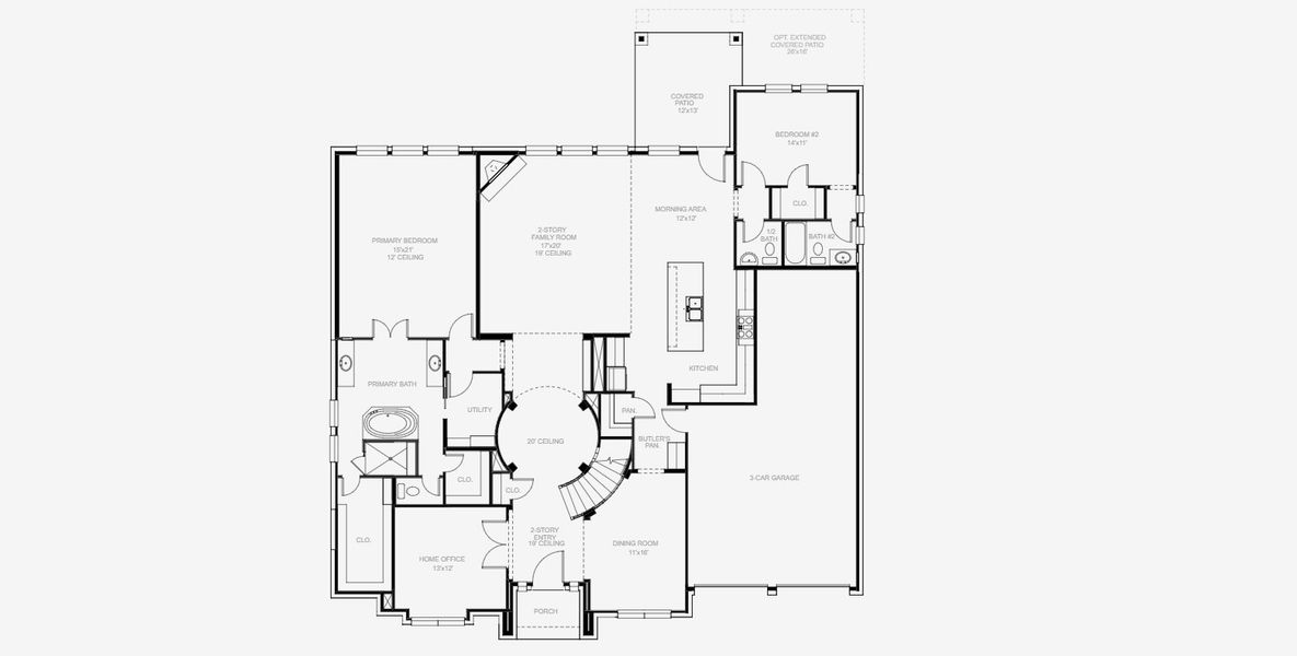 2D floor plan layout for the 4239W by Perry Homes in Lakes of Cane Island, Katy, TX (Image 3).