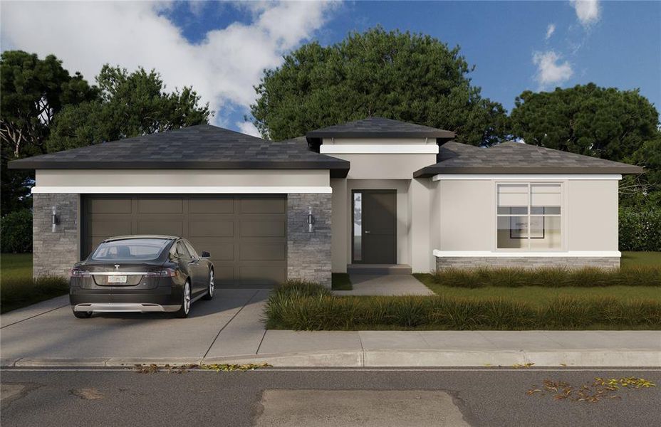 Front exterior of a new home in Marion Oaks, Ocala, FL, highlighting curb appeal (Image 2). Front exterior of a new home in Marion Oaks, Ocala, FL, highlighting curb appeal (Image 2).