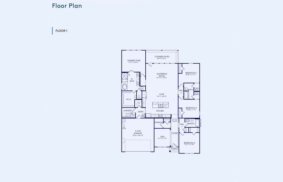 2D floor plan layout of this home in 6 Creeks, Kyle, TX (Image 5).