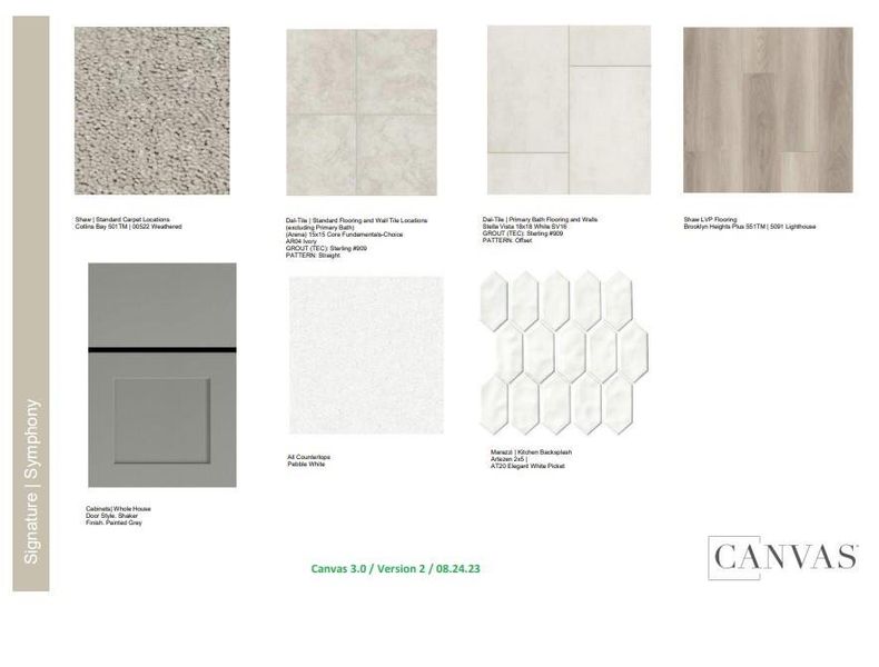 Design Selections.  Home is under construction and selections are subject to change.