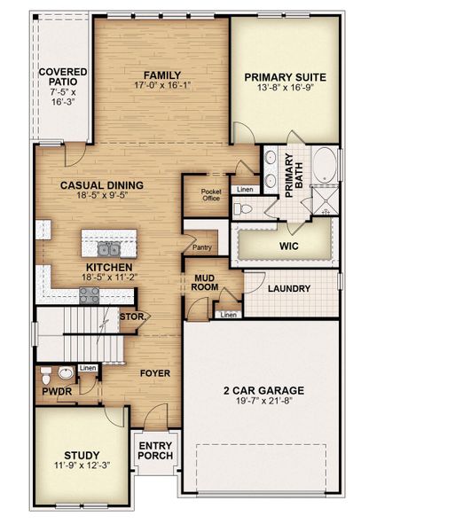 2D floor plan layout for the Honor by Rockwell Homes in Creekside, Royse City, TX (Image 5).