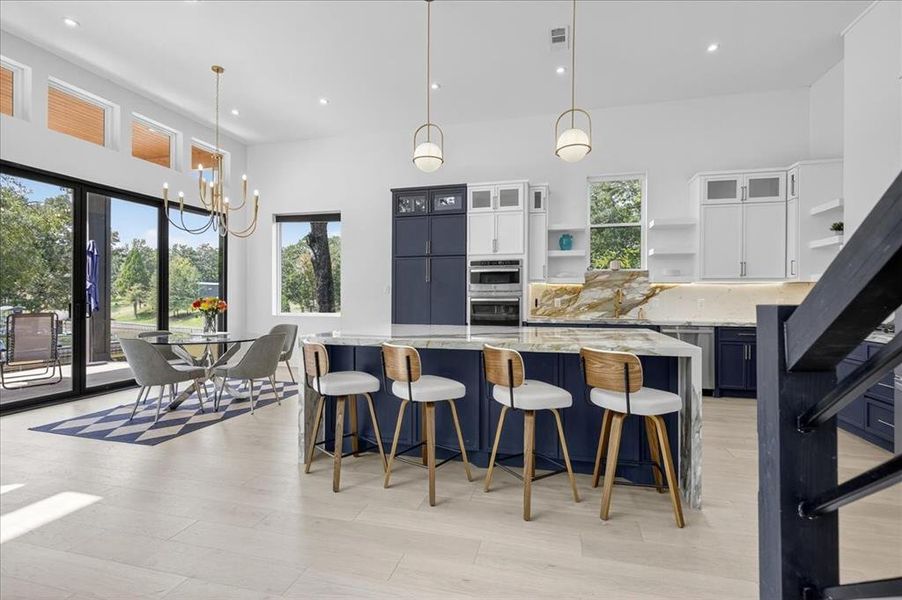 Oversized island serves as the perfect gathering space