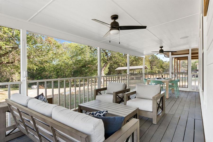 Spend HOURS on this amazing screened-in back porch! No bugs. Just fun and great conversation.