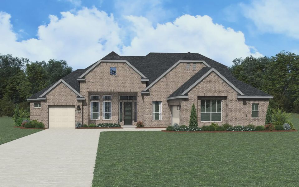 Representative exterior photo of a completed home built from the Bethany by Chesmar Homes in Heimer Estates at Garden Ridge, Fulshear, TX (Image 21).